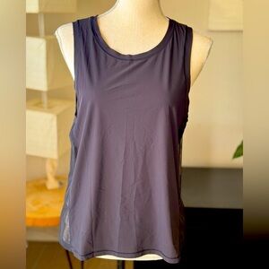 Lululemon Women's Sleek Black Sleeveless Top with transparent back, M, Excellent